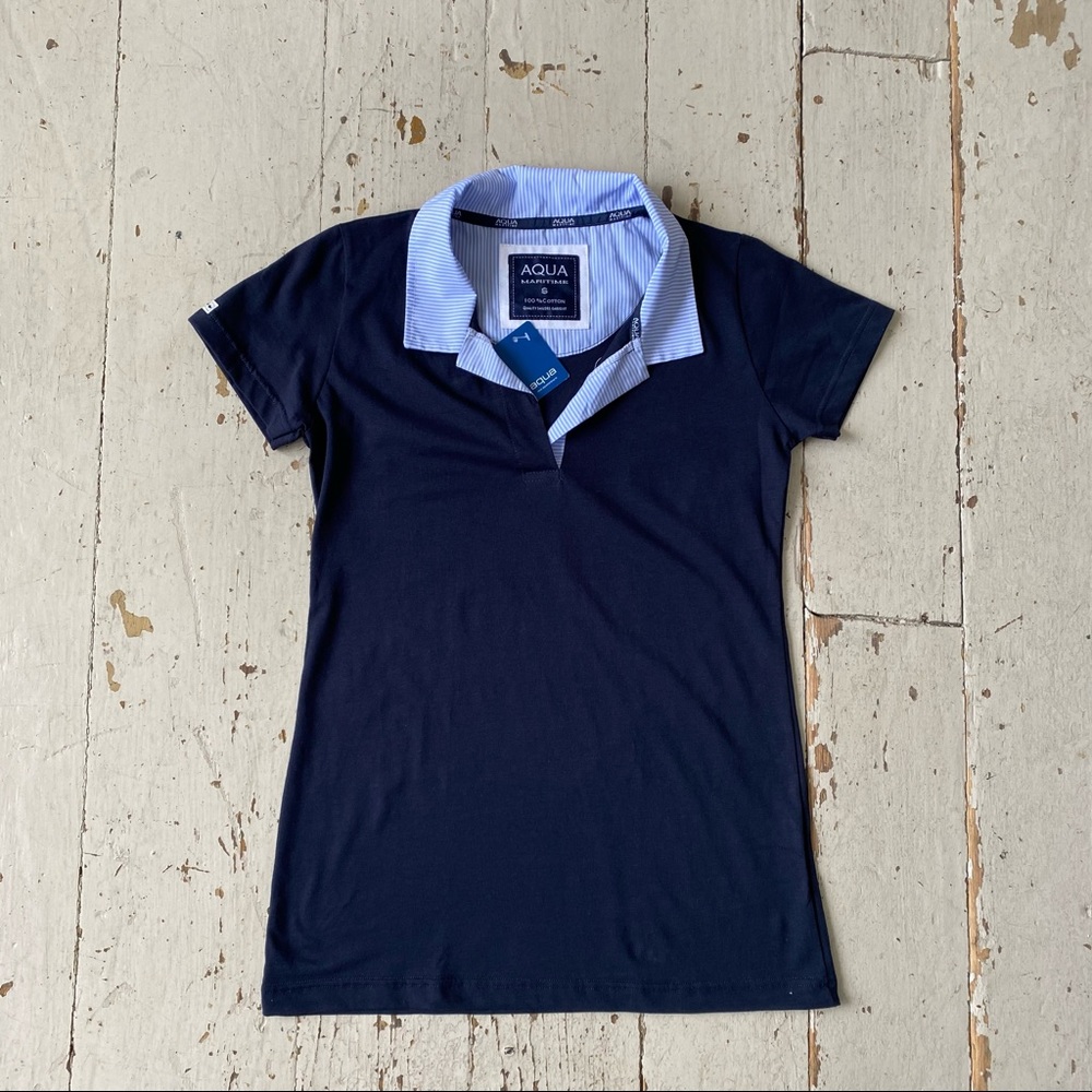 Aqua Maritime Polo Top Shirt Small NWT